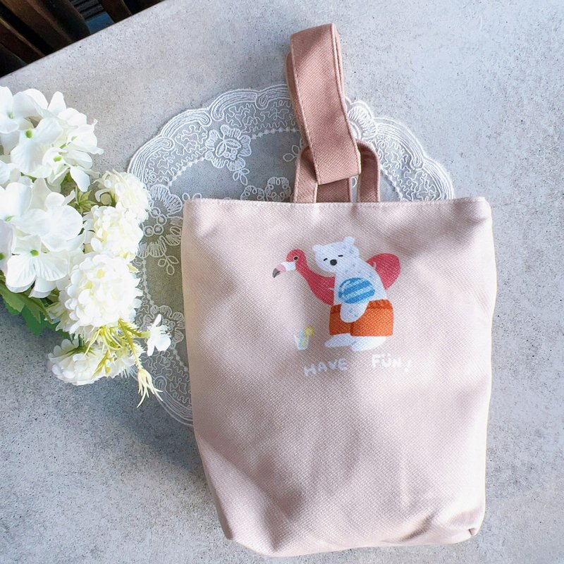 北极熊 手挽袋 手摇饮品袋 疗愈 原创设计 手提包 fluffyfruity - 手提包/手提袋 - 棉．麻 咖啡色