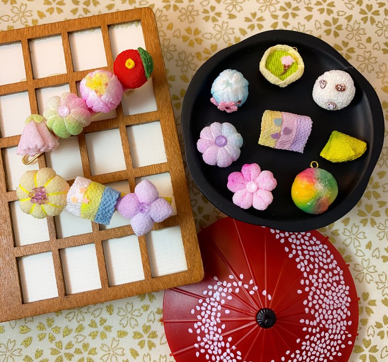 (点心 和菓子) 细工布花 侧发夹 自选 趣致可爱 和风 - 发饰 - 其他人造纤维 多色