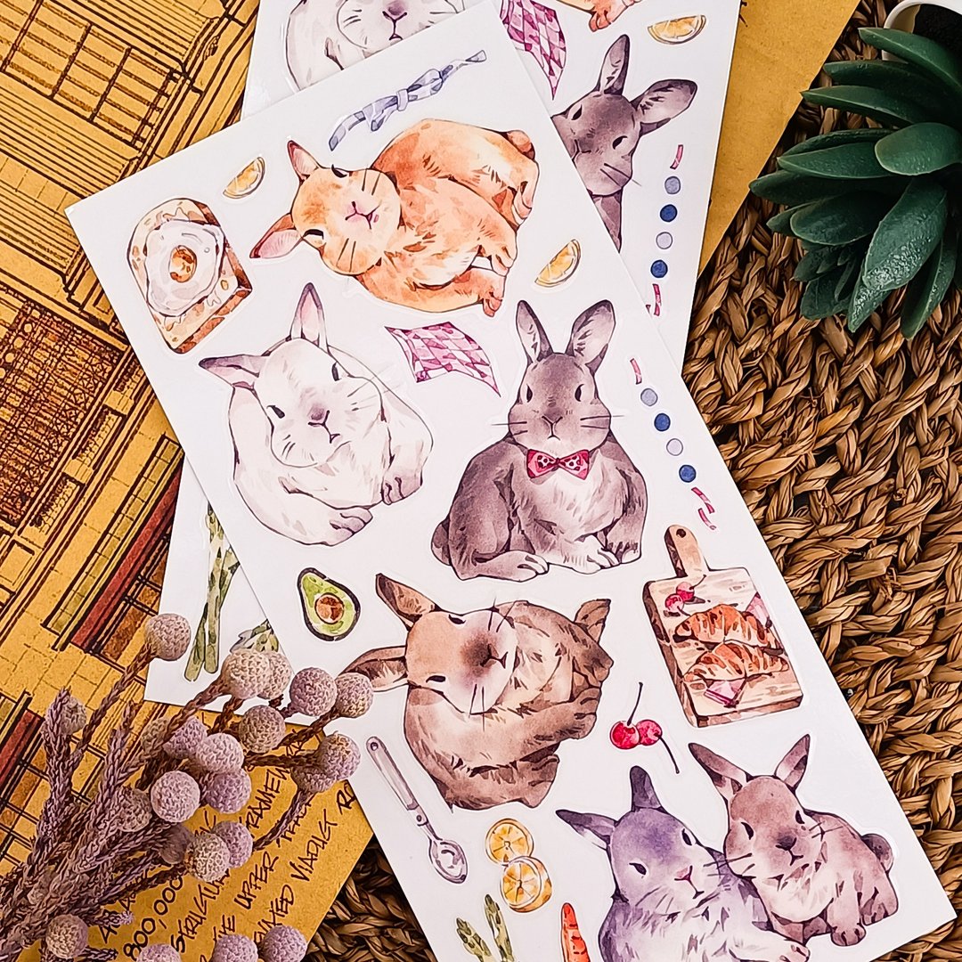 卡哇伊兔E   /  轉印貼紙 - 贴纸 - 塑料 