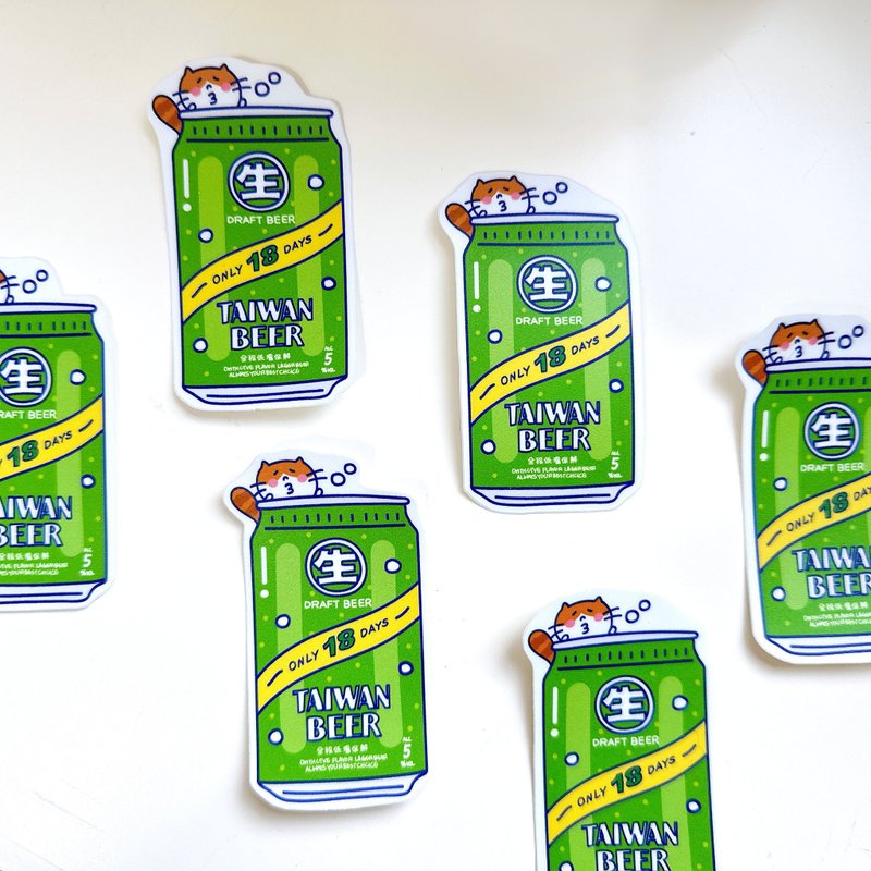 台湾生啤酒の日常 防水贴纸  (行李箱/笔电适用)  stickers - 贴纸 - 防水材质 绿色