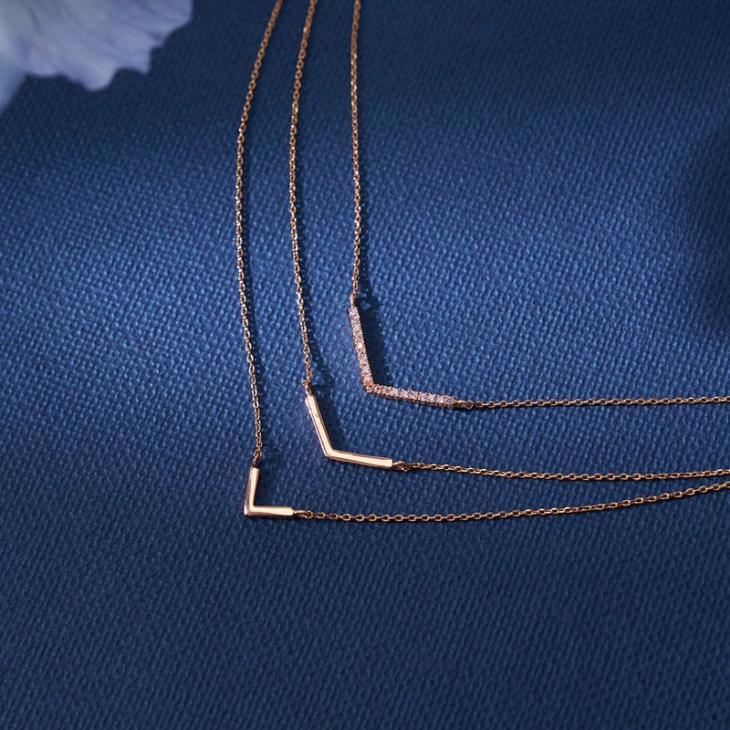 光芒质感V三层锆石项链 (共两色) - 项链 - 铜/黄铜 