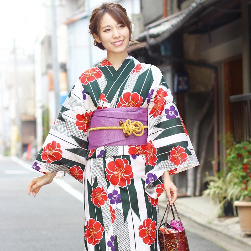 日本 和服 女性 浴衣 腰封 2件组 F Size x03-a2-1 yukata - 其他 - 棉．麻 绿色