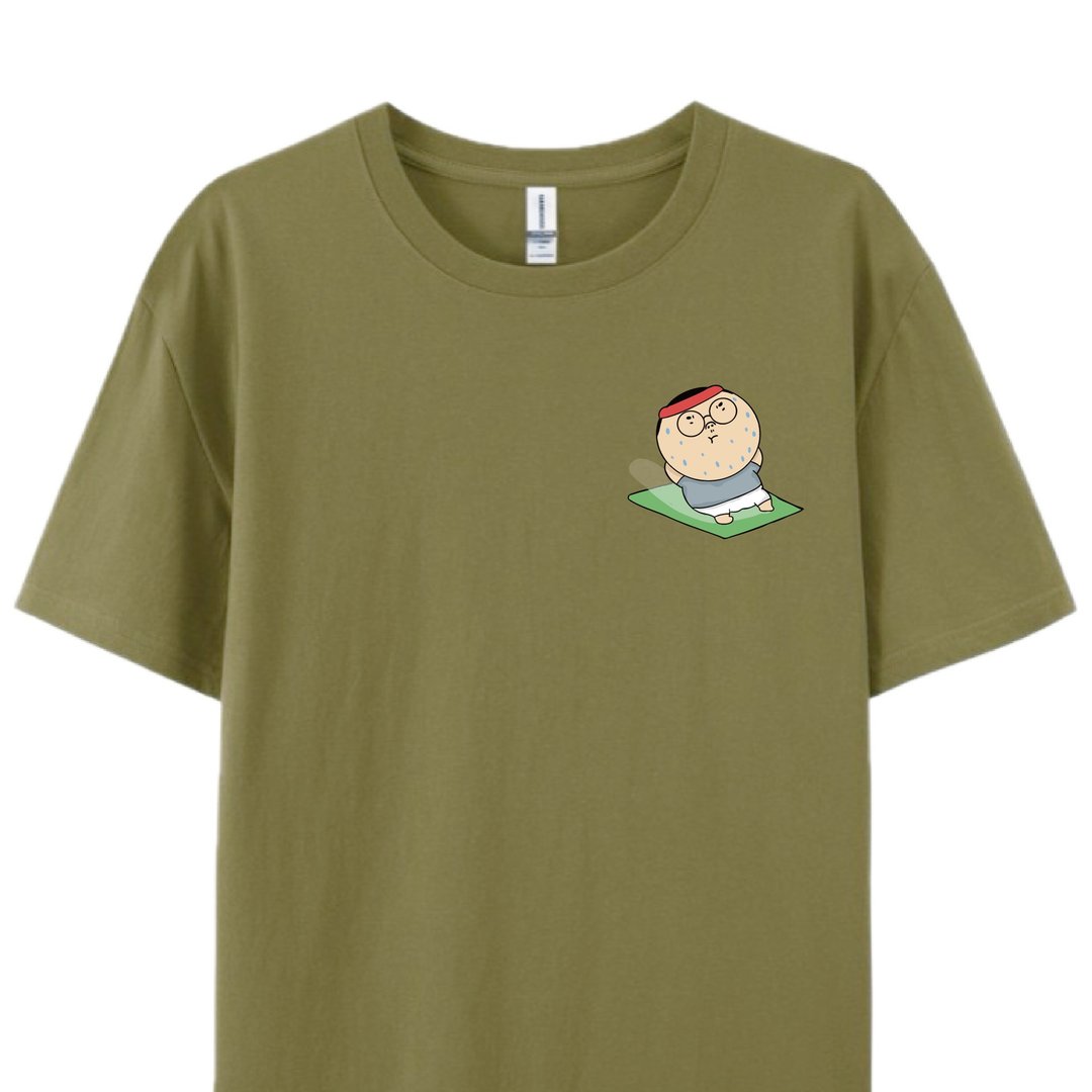 仰卧起坐 橄榄绿  / T恤  T-SHIRT  夏季 短袖 - 男装上衣/T 恤 - 棉 绿色