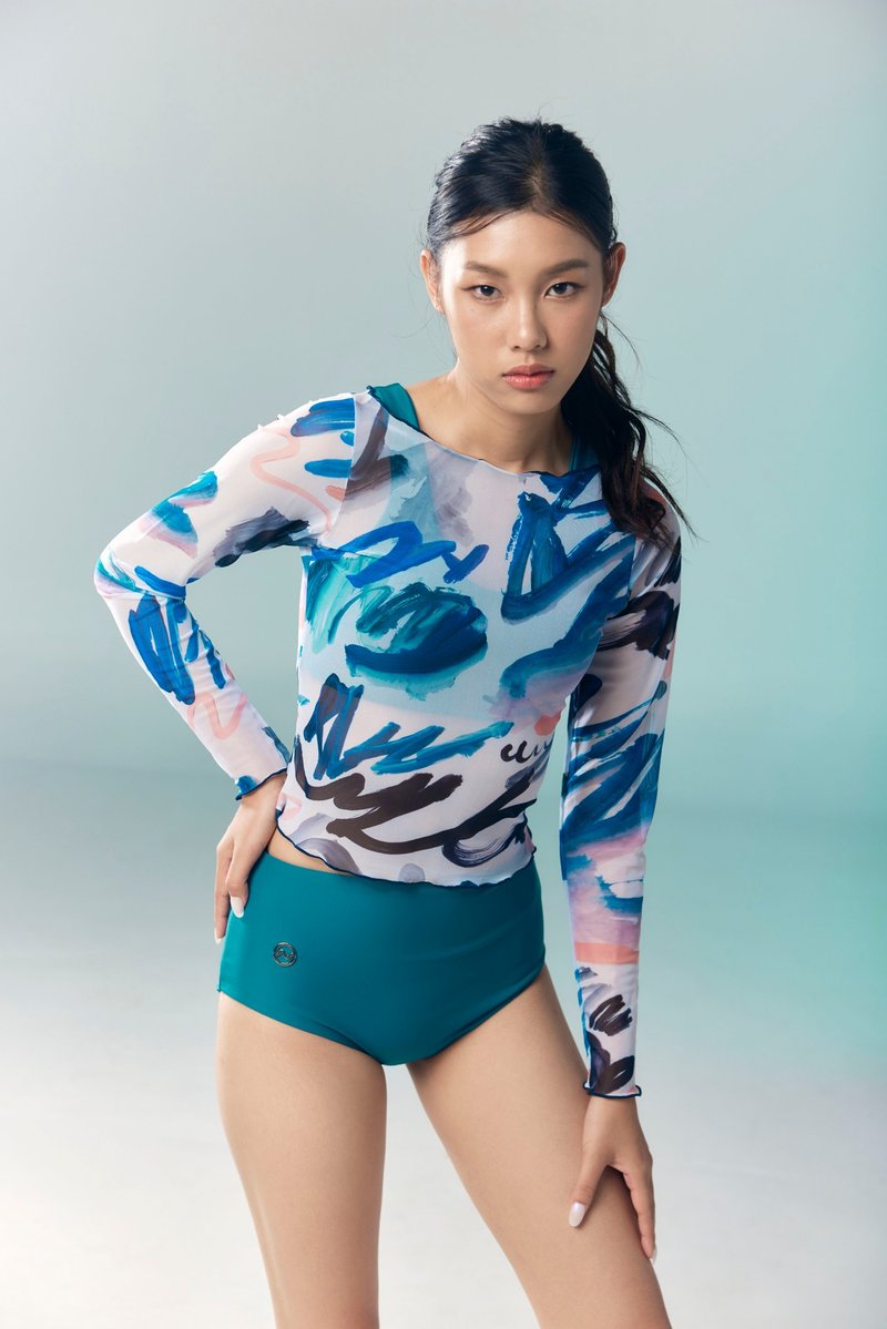 Meshy：海藻色透明长袍和两件套装。 - 女装泳衣/比基尼 - 其他材质 绿色