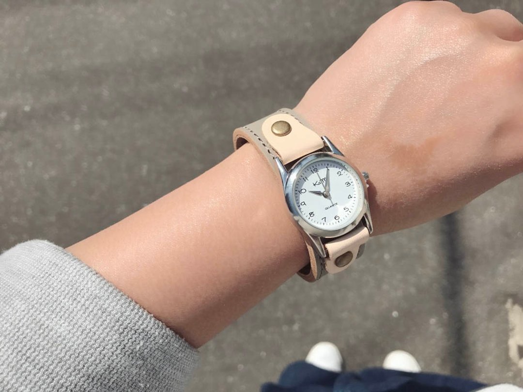 STITCH Monotone coordination rank up Salt color stitch run watch One-touch attachment / detachment SRW-HHW-HA - 女表 - 真皮 灰色