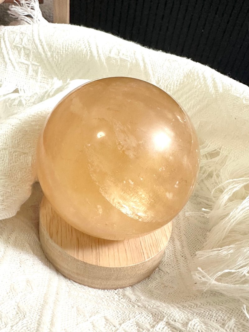 Crystal.EAA 黄方解石 水晶球 小月亮 84mm - 摆饰 - 水晶 橘色