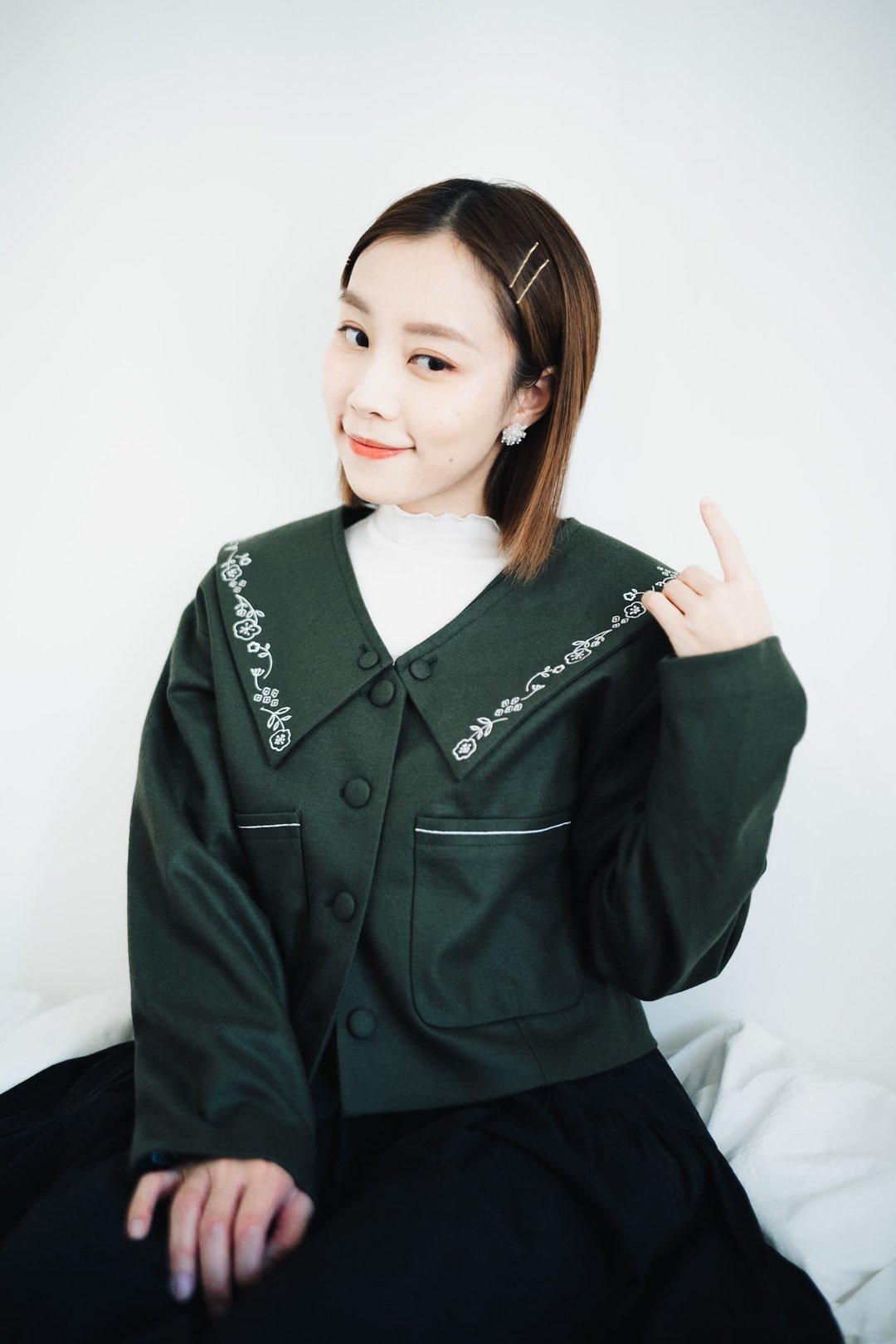 Liz jacket 可拆领羊毛外套 - 男装外套 - 羊毛 绿色