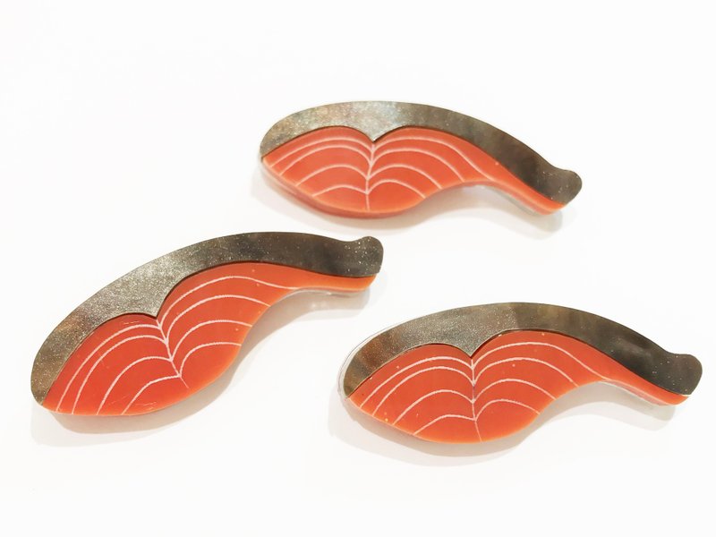 Grilled salmon acrylic brooch - 胸针 - 压克力 红色