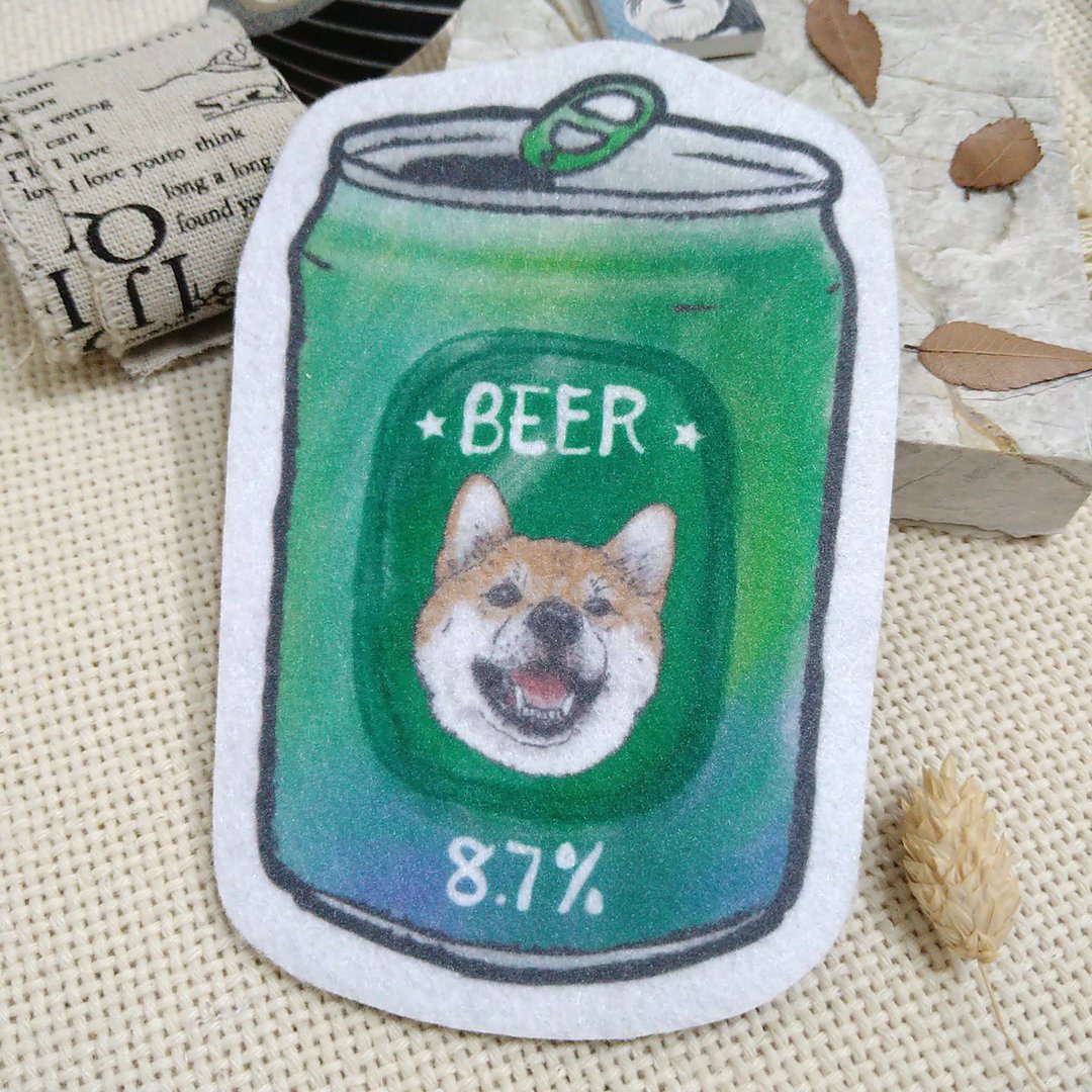 柴犬-啤酒-不织布杯垫-吸水杯垫 - 杯垫 - 聚酯纤维 