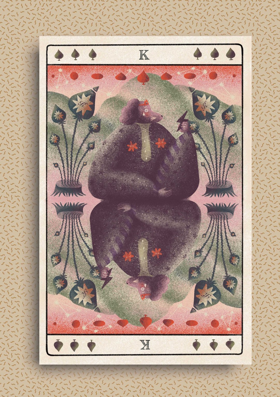 Sophia Ji 微喷画作 | 扑克牌系列 | 黑桃国王 - 海报/装饰画/版画 - 纸 卡其色