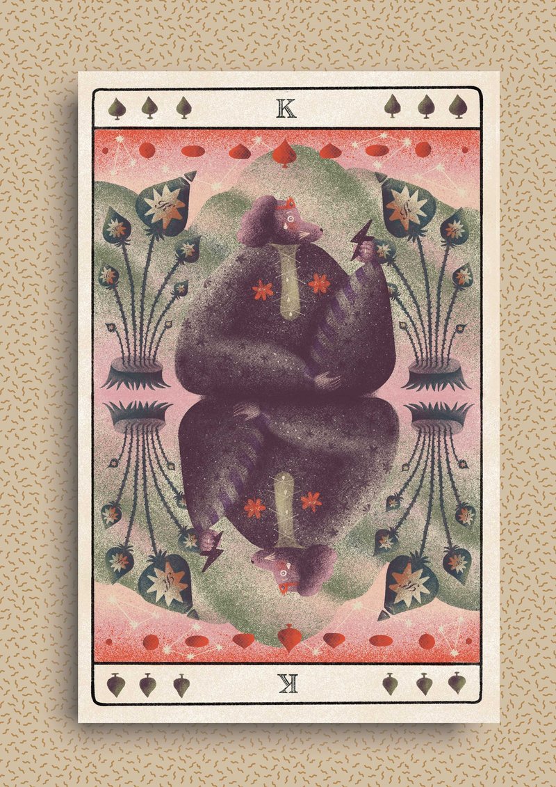 Sophia Ji 微喷画作 | 扑克牌系列 | 黑桃国王 - 海报/装饰画/版画 - 纸 卡其色