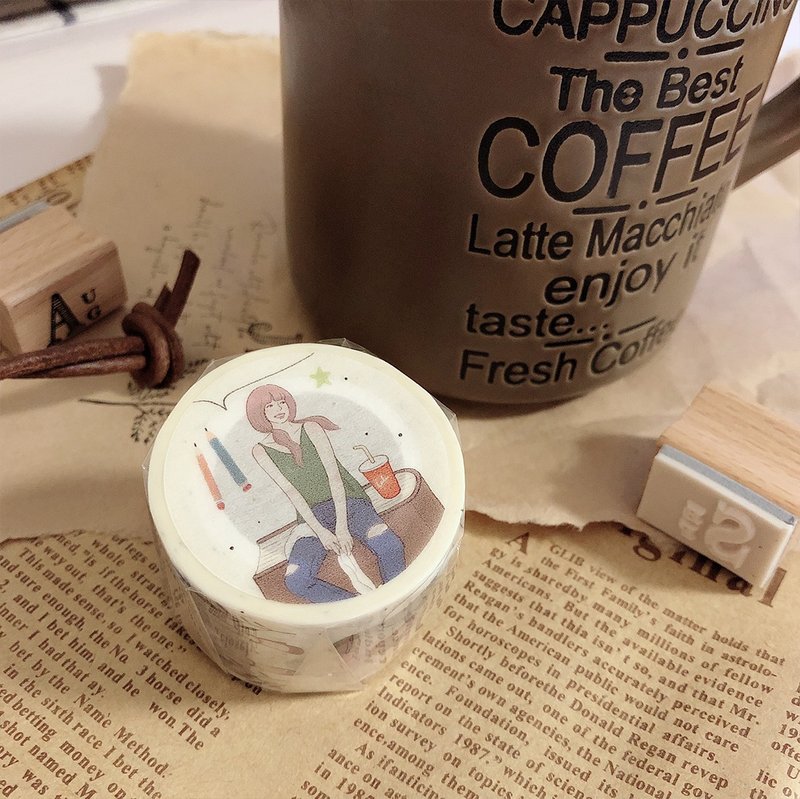 3cm 纸胶带 / 手帐女孩 特殊油墨印刷 - 纸胶带 - 纸 