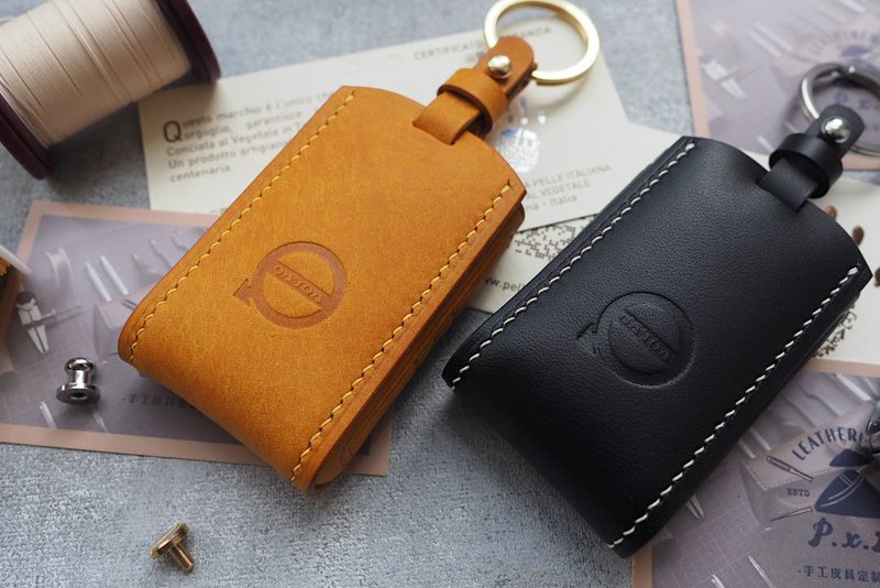 纯手工牛皮沃尔沃Volvo车钥匙包 颜色款式可定制化 订制刻字礼物 - 钥匙链/钥匙包 - 真皮 多色