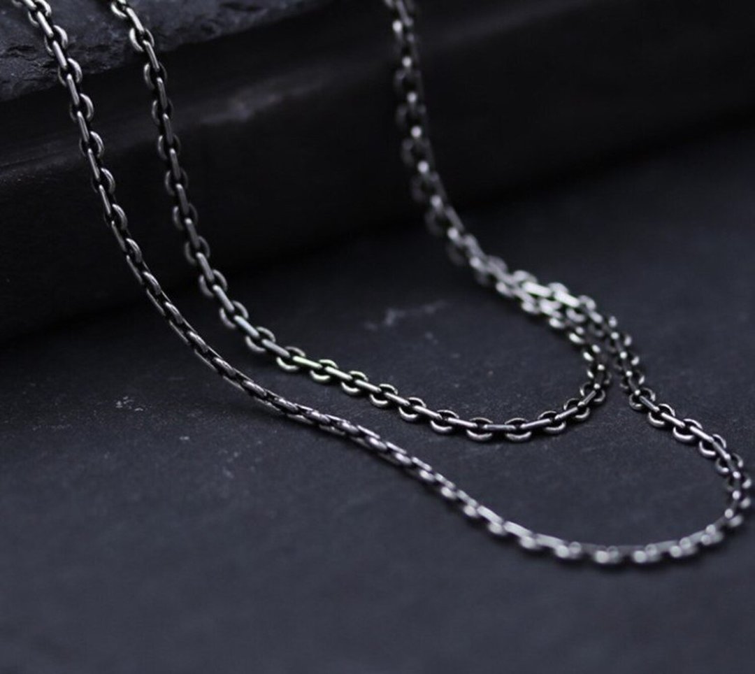 Real S925 Vintage Thai Silver Cross Chains Necklaces without Pendants - 项链 - 纯银 银色