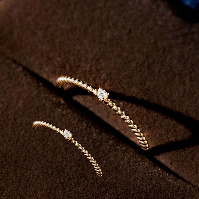 单钻圆珠细戒 订制 | 情侣对戒 | 包邮 | Belinda轻珠 - 对戒 - 贵金属 金色