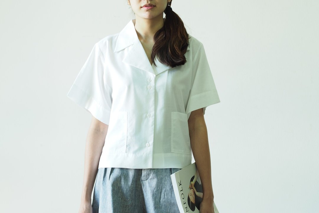 Mani Mina White Hawaii Shirt with Two Pockets - 女装衬衫 - 棉 