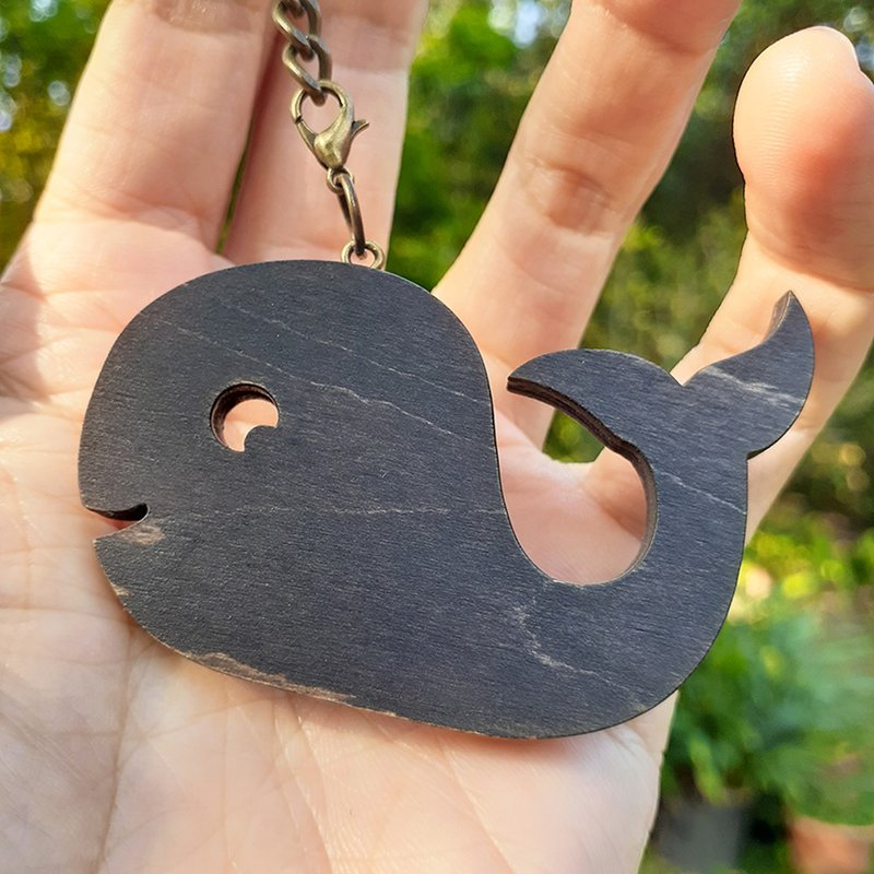 手工木作创意钥匙圈  逗逗鲸 - 钥匙链/钥匙包 - 木头 黑色