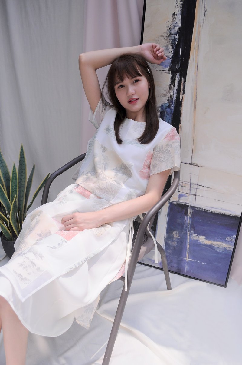 Alyssa Skirt 双层印花纱织围里裙 - 洋装/连衣裙 - 棉 透明