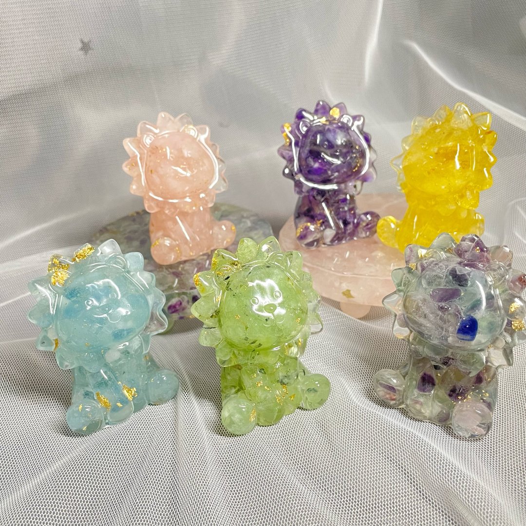 【手工制作】天然能量水晶 可爱奶油狮/水晶摆饰 - 摆饰 - 宝石 