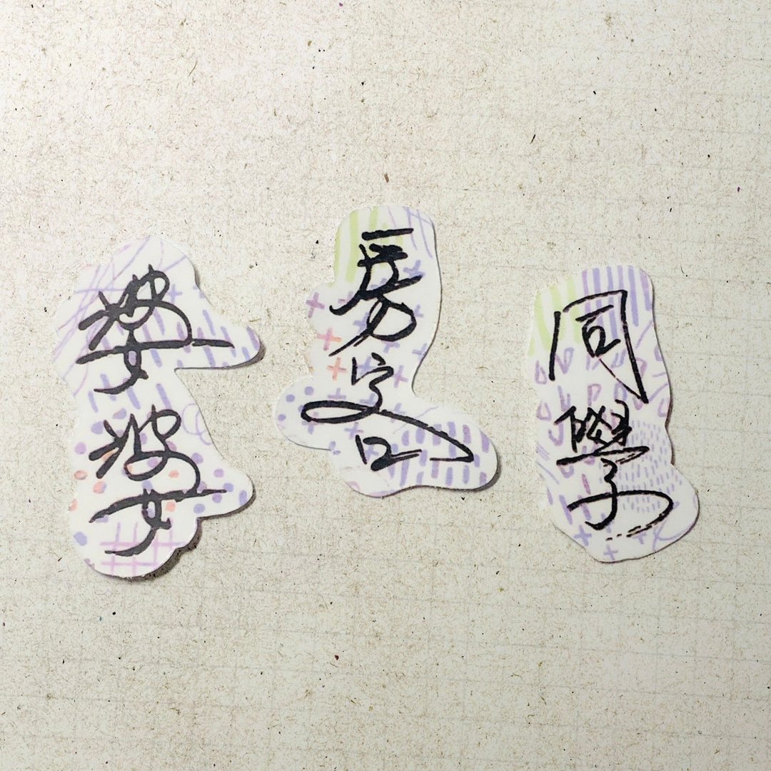 暖暖手写字 | 婆婆 房客 同学 I 柔雾透明贴纸 线条底纹 文字手帐 - 贴纸 - 纸 
