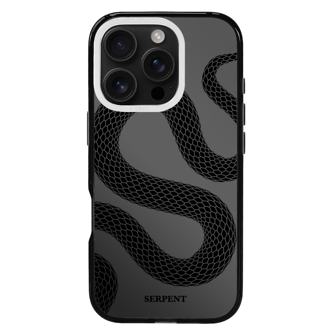 仿真动物系－暗黑系 SERPENT 透黑框 镜面磁吸版 iPhone 防摔壳 - 手机壳/手机套 - 环保材料 黑色