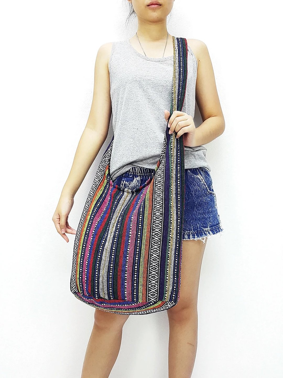 Woven Cotton Bag Shoulder bag Long Strap Crossbody bag Multi-color Unisex - 其他 - 其他材质 多色