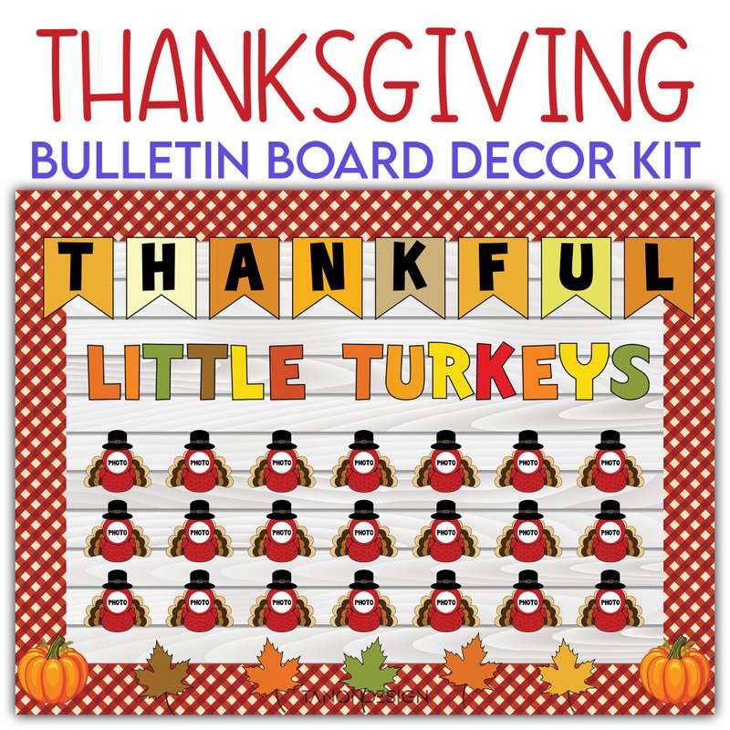 Bulletin Board Thanksgiving Classroom Decor, Decor Kit, Turkey Bulletin Board - 图文模板设计 - 其他材质 