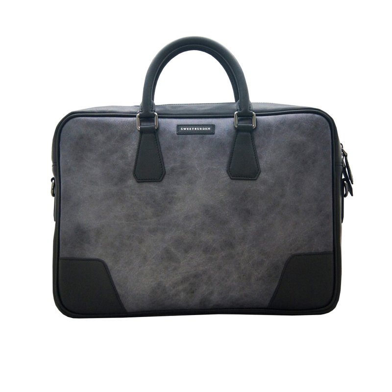 SWEETBURDEN 蚕丝牛皮-Transworld 公文包 笔电包  真牛皮 手作 - 公文包/医生包 - 真皮 灰色