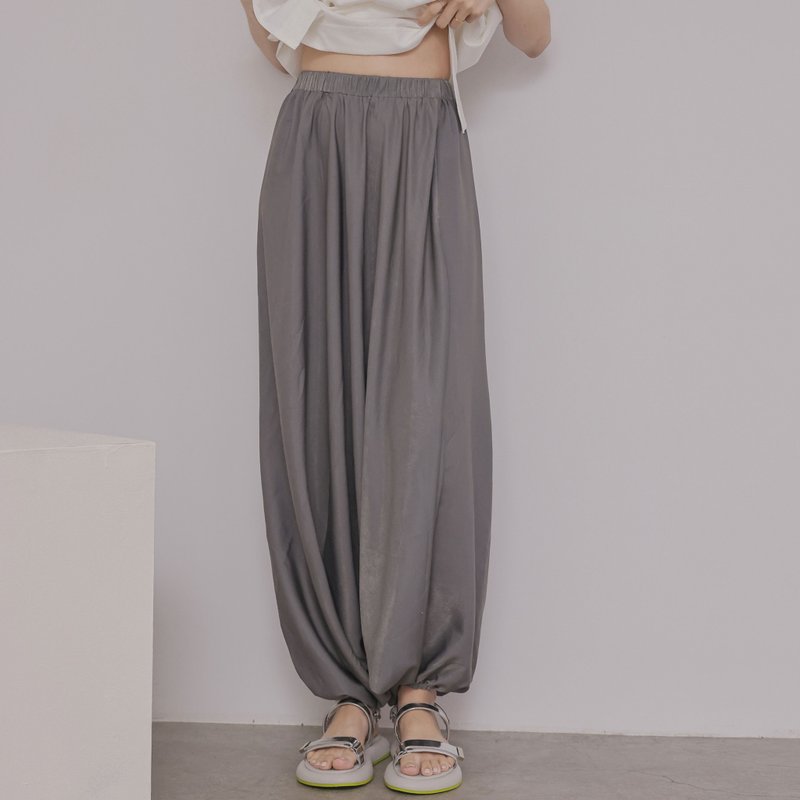 凉快丝质宽裤-灰色 - 背带裤/连体裤 - 其他人造纤维 灰色