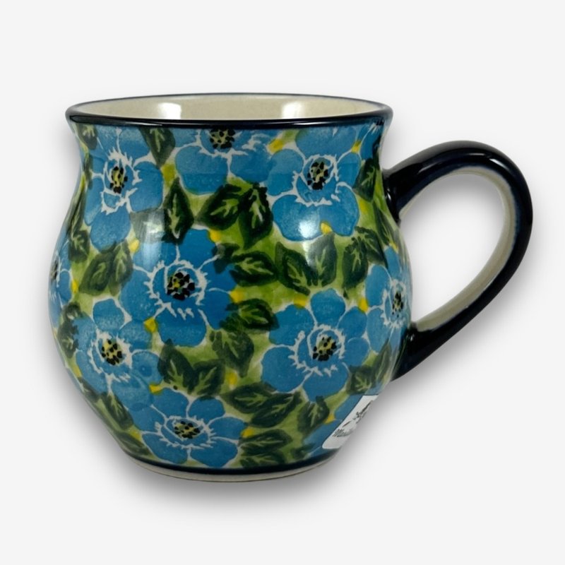 波兰手绘手工陶-胖胖杯 220ml 富贵蓝系列 设计师款 - 其他杯子 - 陶 红色