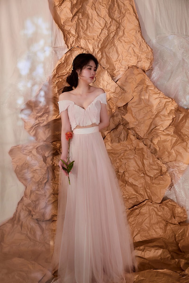 细闪浅粉纱裙-花园漫步 - 裙子 - 其他材质 粉红色