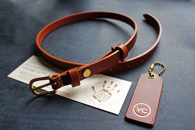 【VULCAN Belt 15 / 20 mm 优雅窄版皮带】意大利Walpier植鞣牛皮 - 皮带/腰带 - 真皮 咖啡色