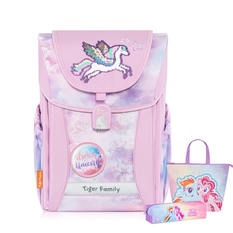 学院风超轻量护脊书包Pro 2S-飞马星愿 亮片款 | 中年级适用 - 后背包/双肩包 - 防水材质 粉红色