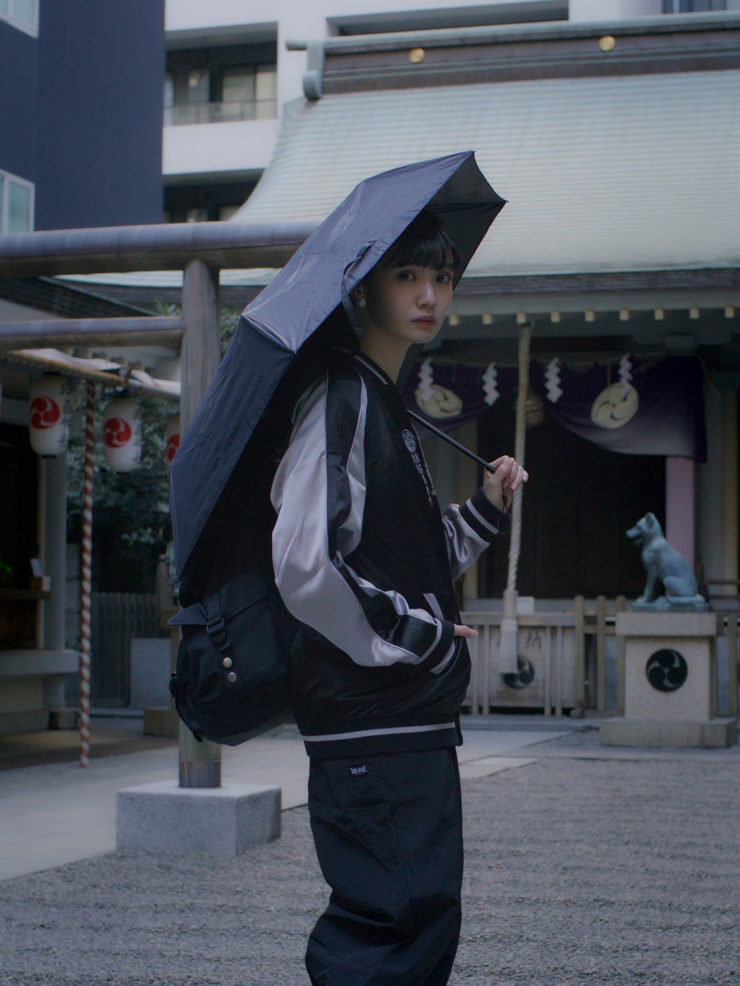 【XRAGE 11周年】仲间商标轻量折叠伞 - 雨伞/雨衣 - 尼龙 黑色