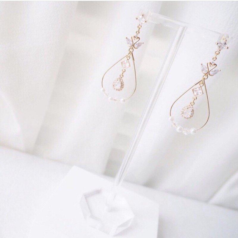 新娘耳环 新娘耳夹 生日礼物 优雅 耳环 耳夹 定制化 定制 - 耳环/耳夹 - 其他金属 白色