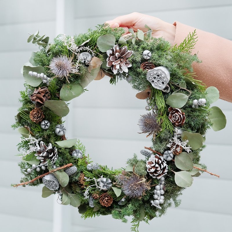 2025 - 白雾森林圣诞花圈 /圣诞礼物 交换礼物 圣诞节 - 干燥花/捧花 - 植物．花 绿色
