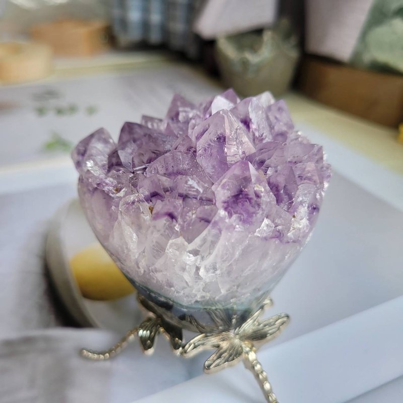巴西紫水晶捧花/招财贵人智慧风水(7-6)附底座 - 摆饰 - 水晶 