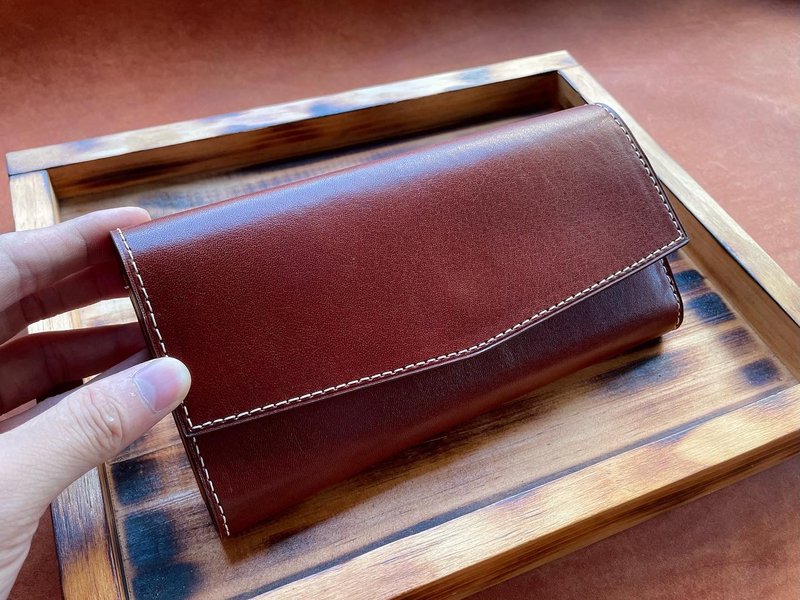 【VULCAN 信封拉链长夹】意大利植鞣牛革 可自选配色 可压印烫金 - 皮夹/钱包 - 真皮 咖啡色