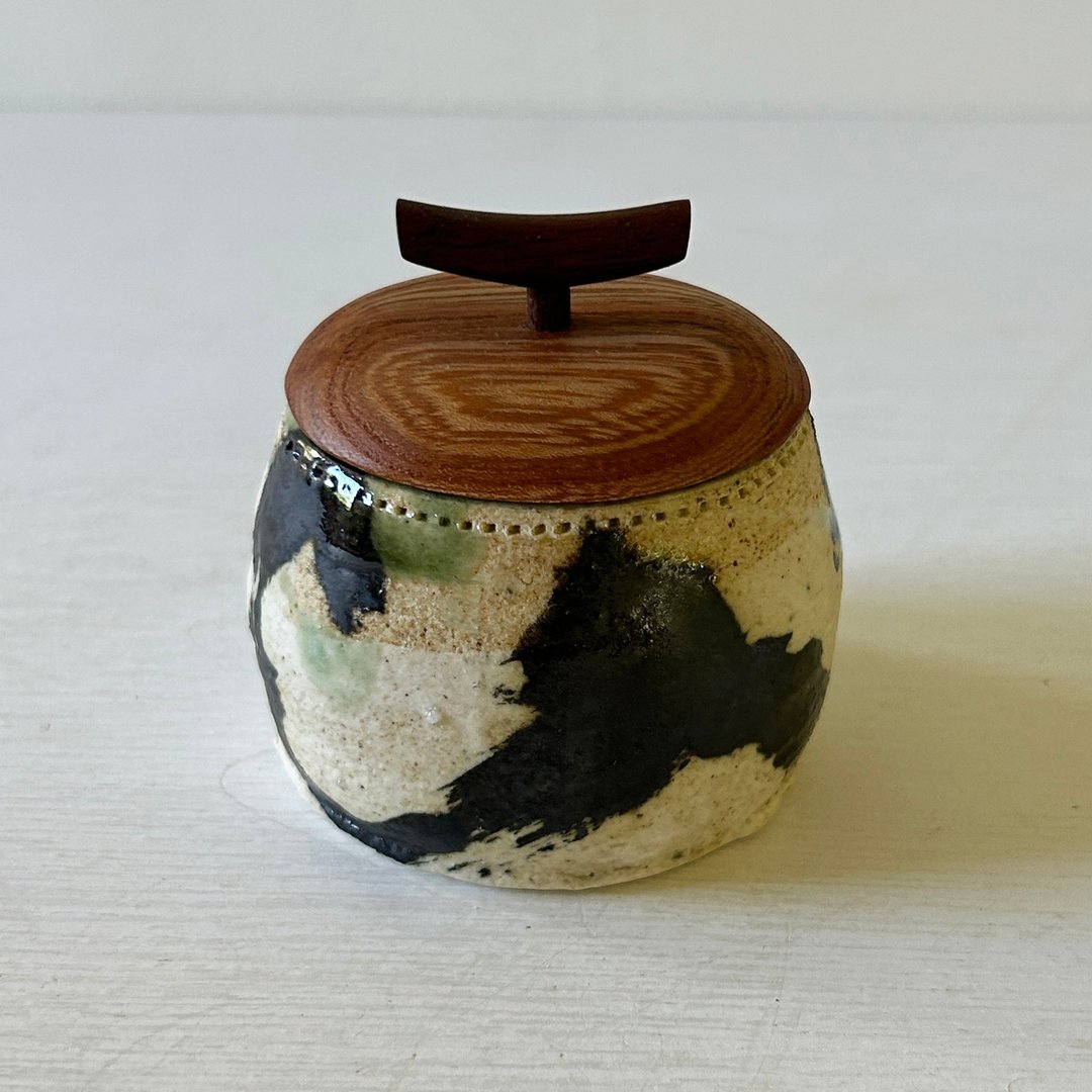 铁画椭圆花瓶 - 碗 - 陶 黑色