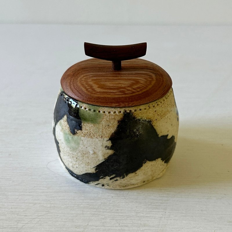 铁画椭圆花瓶 - 碗 - 陶 黑色