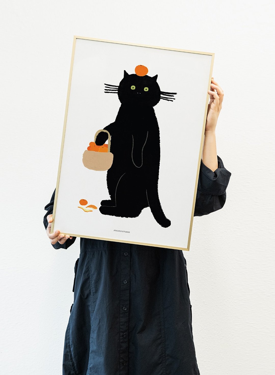 橘猫手绘油粉彩艺术海报 A3 与 A4 尺寸 - 海报/装饰画/版画 - 纸 黑色