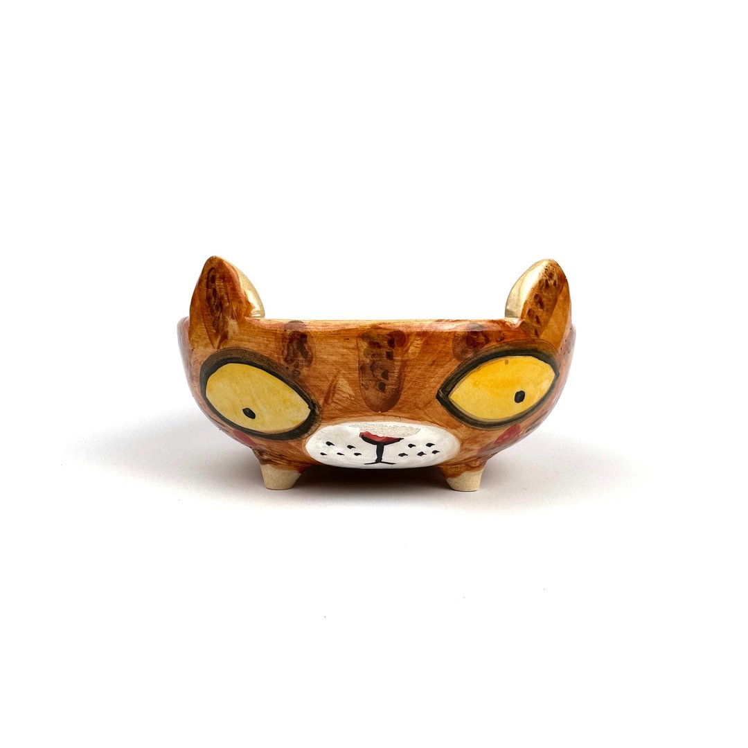 Nice Little Clay 手工浅小碗 橘猫 0202S-21 - 碗 - 陶 白色