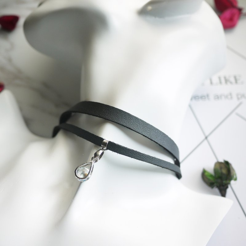 璀璨冰晶颈链。水滴【Panna Cotta】 - 锁骨链 - 其他金属 白色