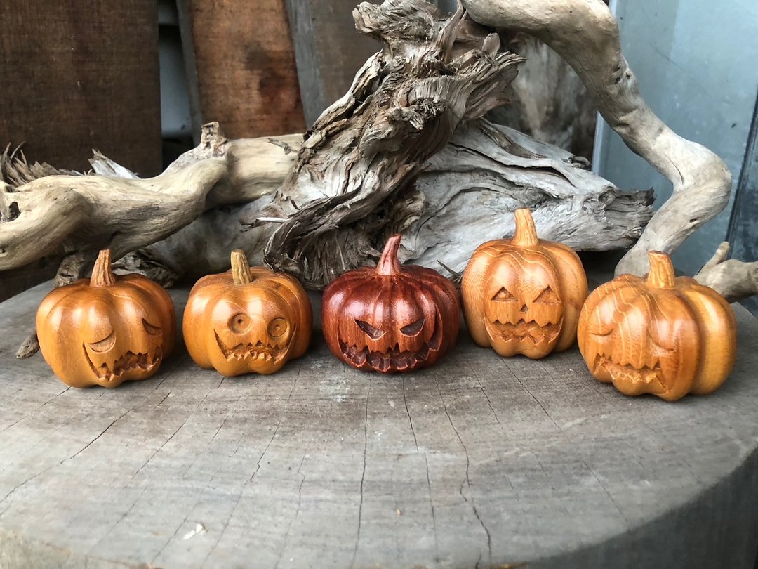 Halloween手工台湾榉木万圣节南瓜 - 摆饰 - 木头 