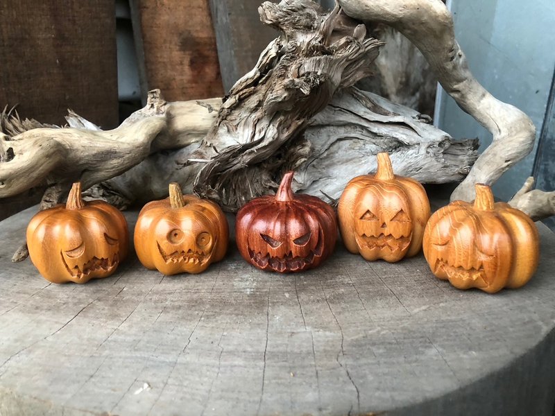 Halloween手工台湾榉木万圣节南瓜 - 摆饰 - 木头 