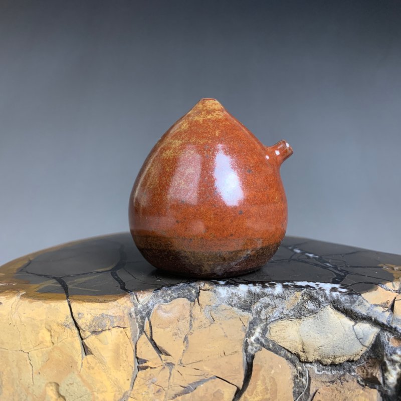 台湾【陶烧釉变】手拉坯水滴砚滴(中)10 - 花瓶/陶器 - 陶 咖啡色