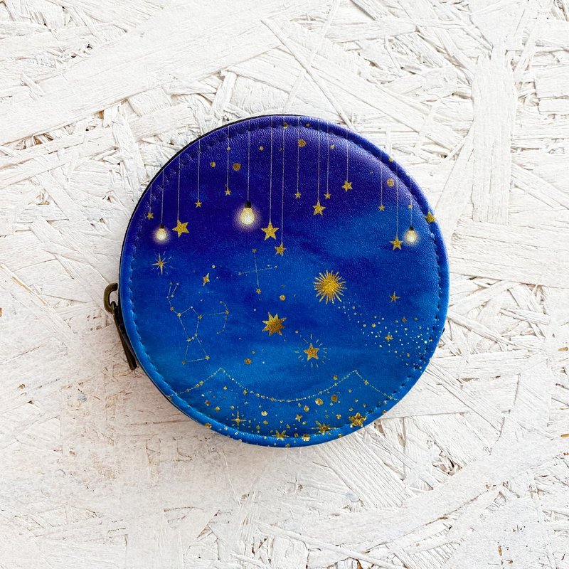 Coin Case The glow of stars / Coin purse / Wallet / accessory case / planetarium - 零钱包 - 人造皮革 蓝色