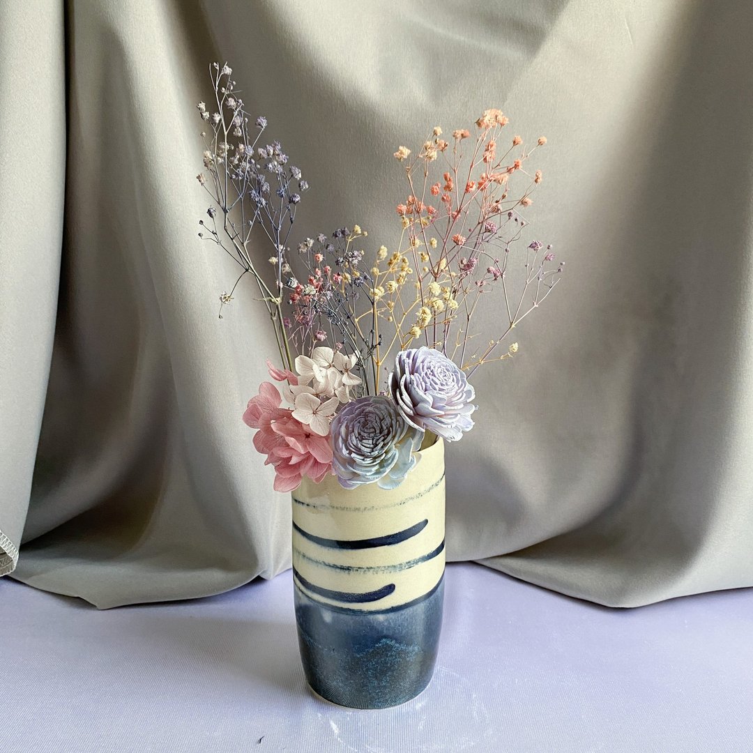 墨海。手工陶瓷花瓶 花器 鲜花花瓶 永生花瓶 新年礼物 - 花瓶/陶器 - 陶 蓝色