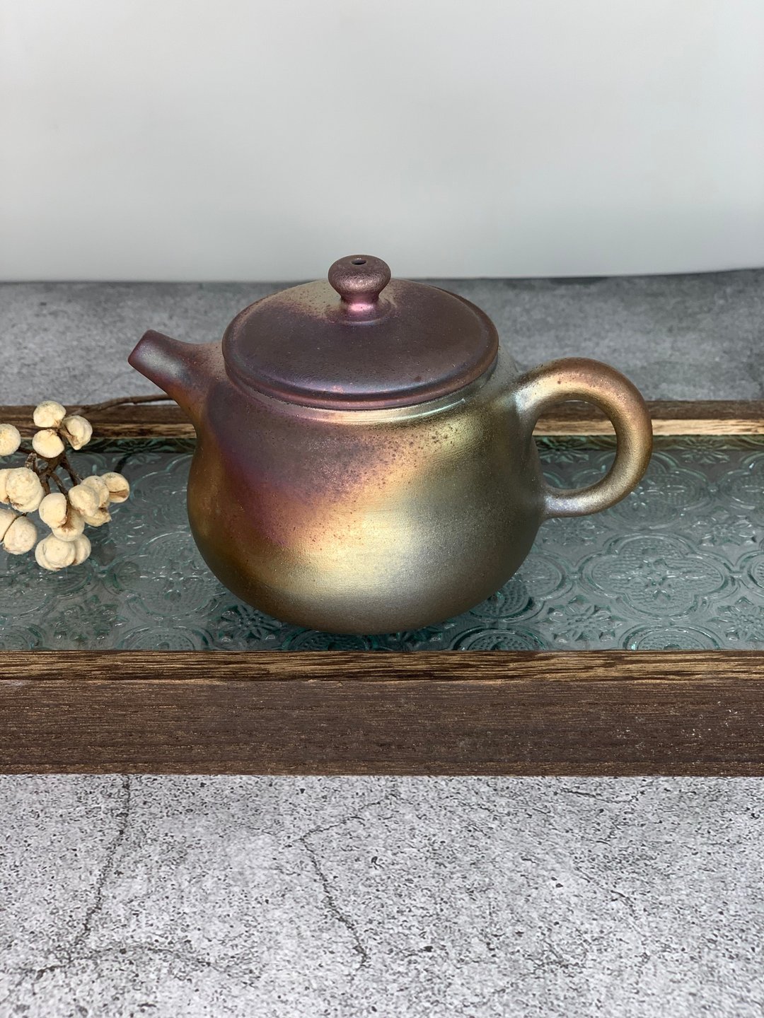礼品/ 紫金彩柴烧壶/手作/独一无二/无上釉 - 茶具/茶杯 - 陶 