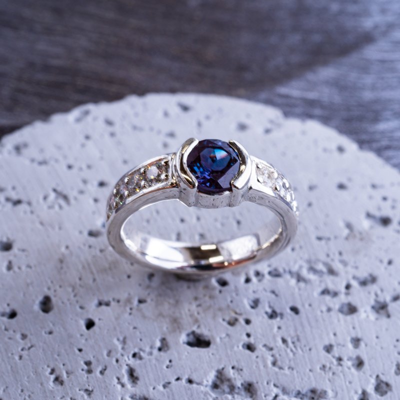 亚历山大变石 925 银戒指 可刻印・赠礼 S-111 - 戒指 - 其他金属 银色